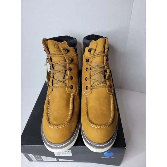 SUREWAY 6" Men's Heavy Duty Leather Soft Toe Work‎ Boots Light Brown Size 13 US - Picture 3 of 9